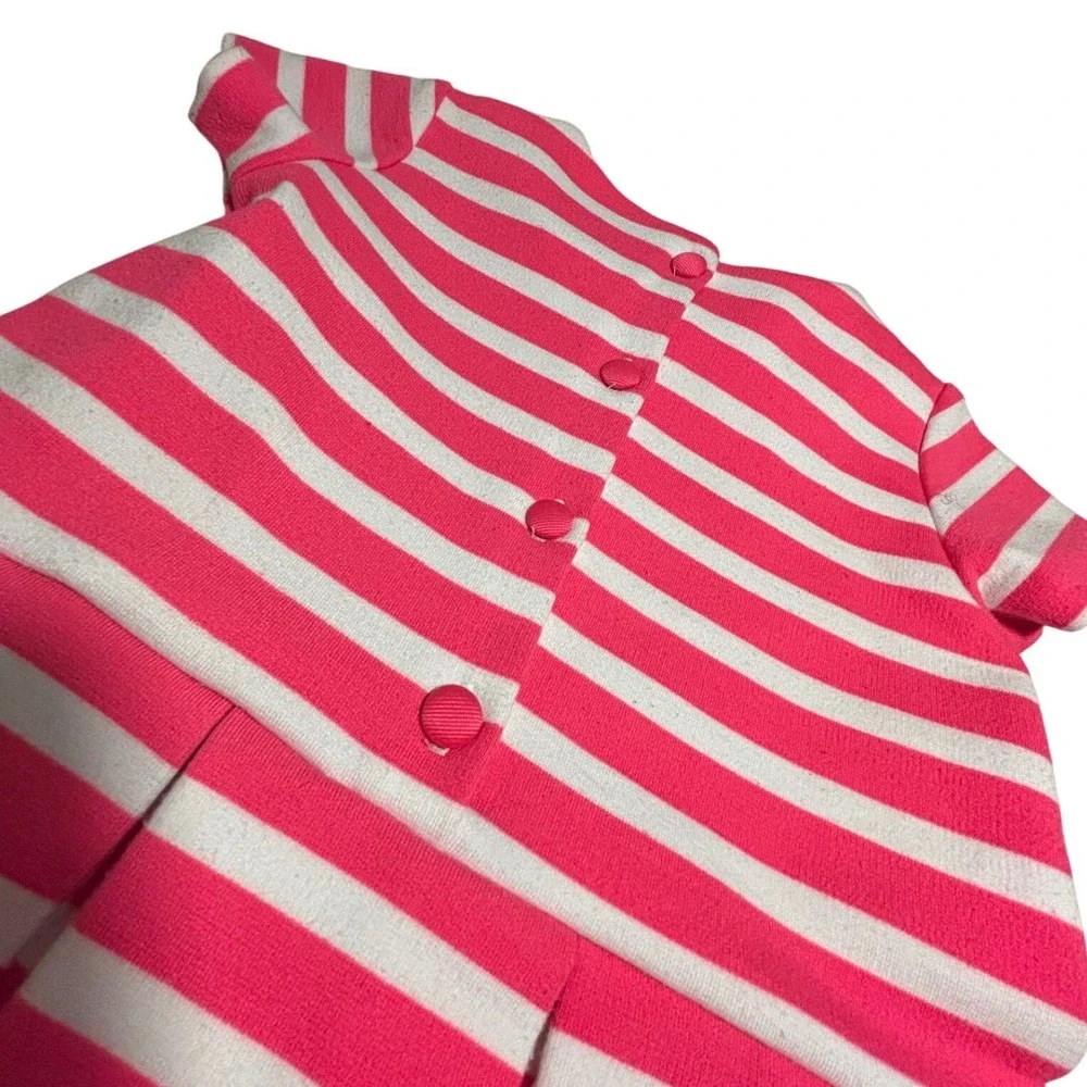 Ralph Lauren Baby Girl Pink White Striped Pleated Knit Dress 18M